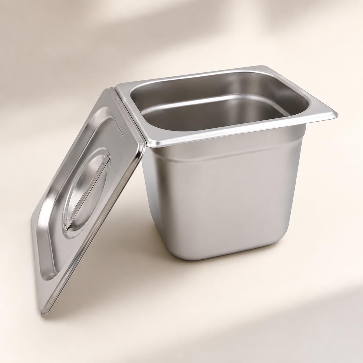 GURUBHAI EQUIPMENTS Gn Pan Food Container 1/2 100mm (4" Deep) Stainless Steel Gastronorm Pan with Lid-(Set of 1) – Easy-to-Clean Food Storage Solution for Commercial Kitchens, Catering use