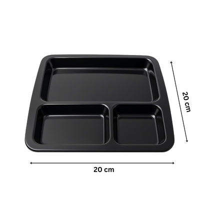 GURUBHAI EQUIPMENTS Melamine Pav Bhaji Plate – Set of 6 Durable Break-Resistant 3-Section Tray for Serving Pav Bhaji, Snacks, Chutneys | Easy-to-Clean Compartment Plate for Restaurants & Home