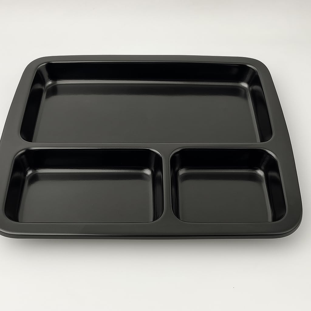 GURUBHAI EQUIPMENTS Compartment Plastic Dinner Tray – Stackable Meal Serving Plate for Canteen, Hostel, School & Office Cafeteria | Durable Partition Thali for Lunch & Dinner (PAVBHJ-PLT-Pack-2)