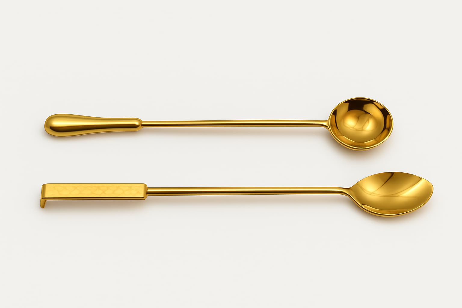 Gurubhai Equipments Premium Gold Plated Serving Spoon & Laddel Set - Heavy-Duty Serving Ladle & Spoon for Soup, Curry, Rice & Dal | Heat-Resistant Kitchen Utensil for Home & Commercial Use