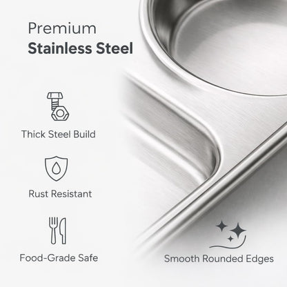 GURUBHAI EQUIPMENTS Stainless Steel Compartment Thali Plates with Sections | Durable Partition Plates for Mess, Canteen, Hostel & Home Dining