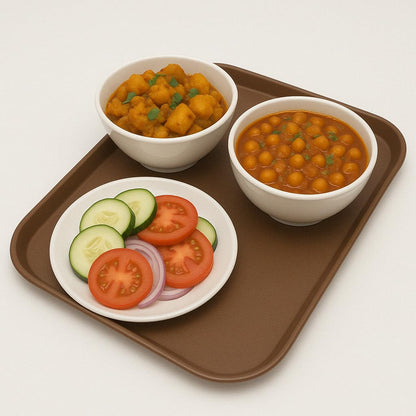 Gurubhai Equipments Brown Plastic Serving Tray – Set of 3 Heavy-Duty Rectangular Fast Food Trays for Restaurant, Cafeteria, Kitchen & Home Use | Durable, Easy-to-Clean, Food Serving Trays (31x41 cm)