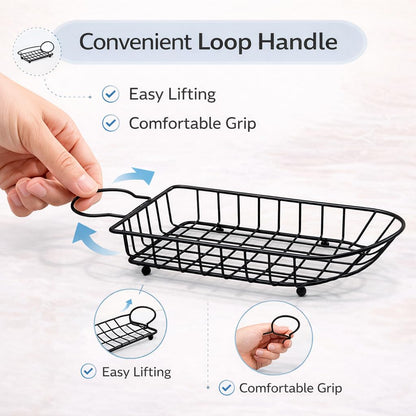 Gurubhai Equipments Metal Wire Serving Basket with Handle | Snack & French Fries Serving Tray | Restaurant Tabletop Bread & Fries Basket for Home, Cafe & Hotel