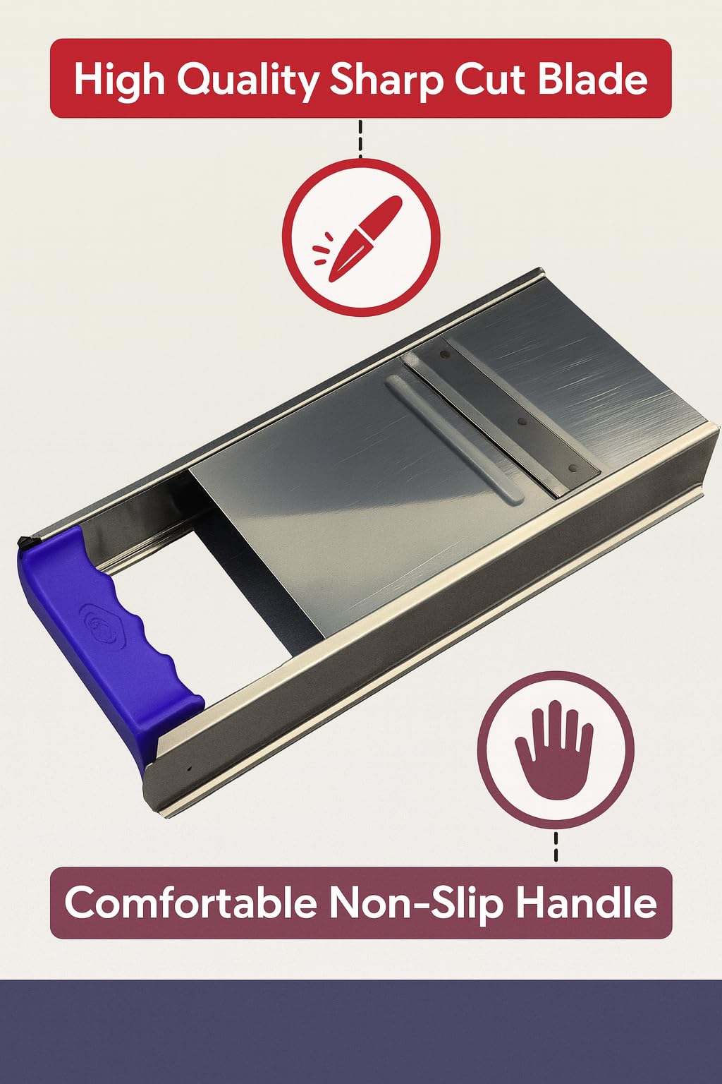 Gurubhai Equipments Stainless Steel Hand Grater with Ergonomic Handle | Multipurpose Vegetable, Cheese & Fruit Grater for Kitchen Use | Durable & Easy-to-Clean Flat Grater