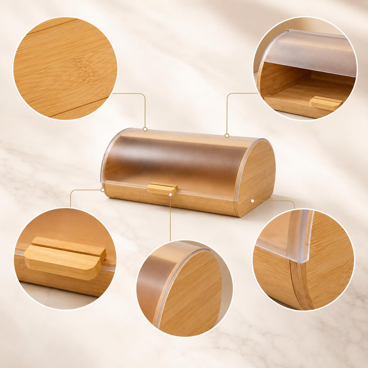 GURUBHAI EQUIPMENTS Roll Top Bread Box for Kitchen Countertop | Large Bread Storage Bin with Smooth Sliding Lid Keeps Bread Fresh | Modern Bread Box for Cafes & Bakeries