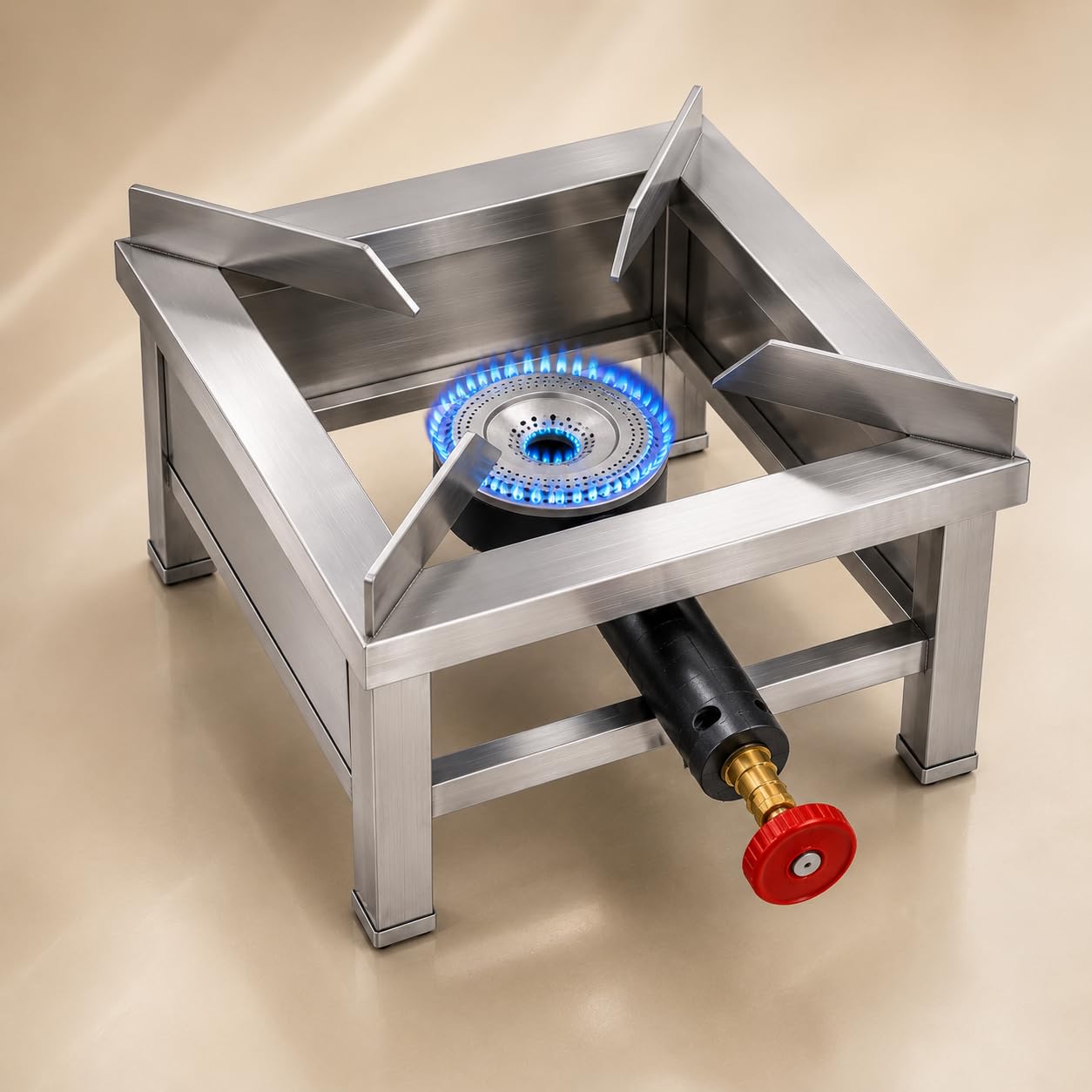 Gurubhai Equipments Square Catering Burner 10x10 Inch Heavy Duty LPG Gas Stove Stainless Steel Commercial Cooking Burner for Hotel Restaurant Catering Kitchen