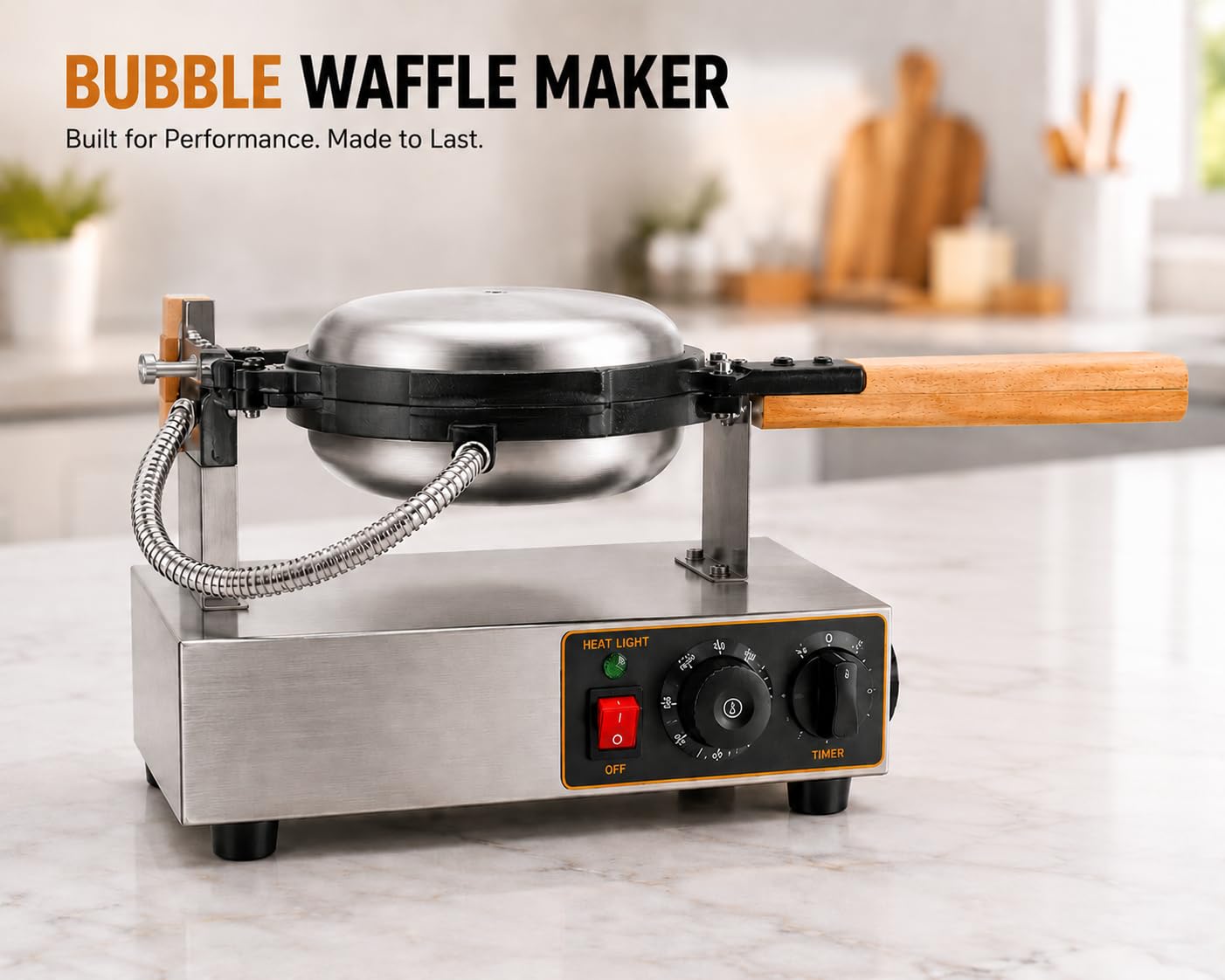 Gurubhai Equipments Bubble Waffle Machine, Commercial Electric Egg Waffle Maker, Hong Kong Style Bubble Waffle Baker for Cafe Restaurant