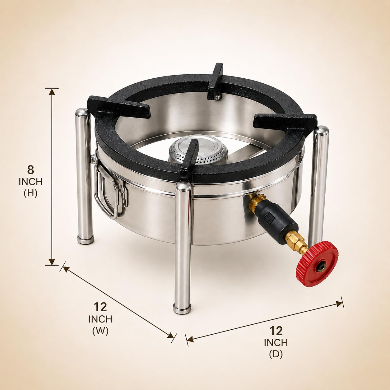 Gurubhai Equipments Round Catering Burner Heavy Duty LPG Gas Stove Stainless Steel Commercial Cooktop for Hotel Restaurant Catering Kitchen