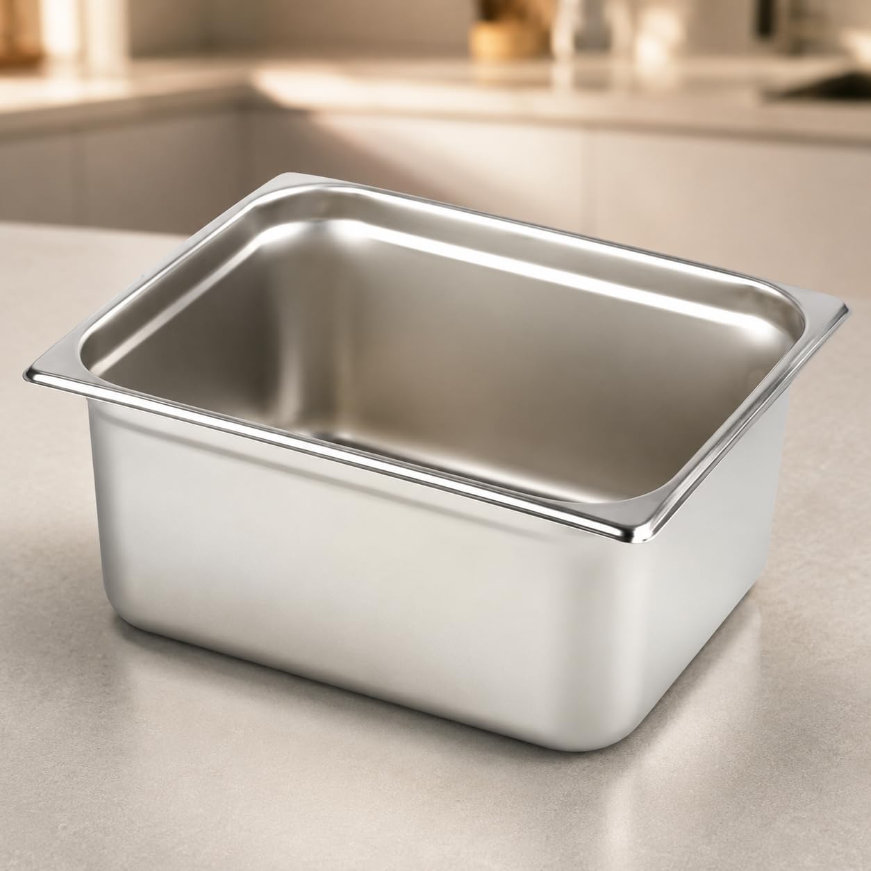 GURUBHAI EQUIPMENTS Gn Pan Food Container 1/2 100mm (4" Deep) Stainless Steel Gastronorm Pan with Lid-(Set of 1) – Easy-to-Clean Food Storage Solution for Commercial Kitchens, Catering use