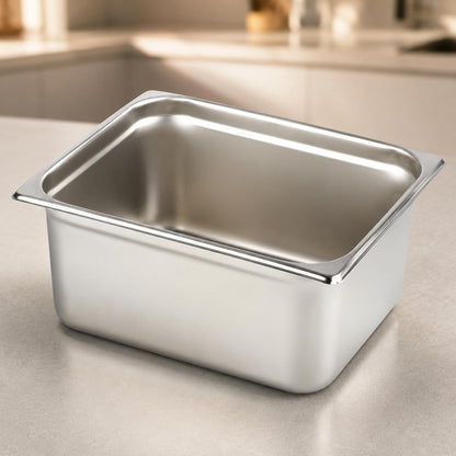 GURUBHAI EQUIPMENTS GN Pan 1/2 Size - 150mm (6" Deep) Stainless Steel Gastronorm Food Container | Commercial-Grade Storage Pan for Buffet, Catering & Restaurant Use | Durable & Easy-to-Clean