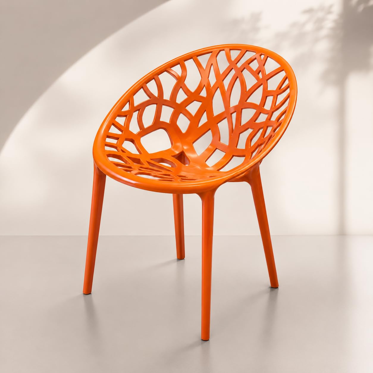 GURUBHAI EQUIPMENTS Plastic Dining Chair Cafe Restaurant Chair Commercial Seating for Home Indoor Outdoor Use Orange Pack of 4