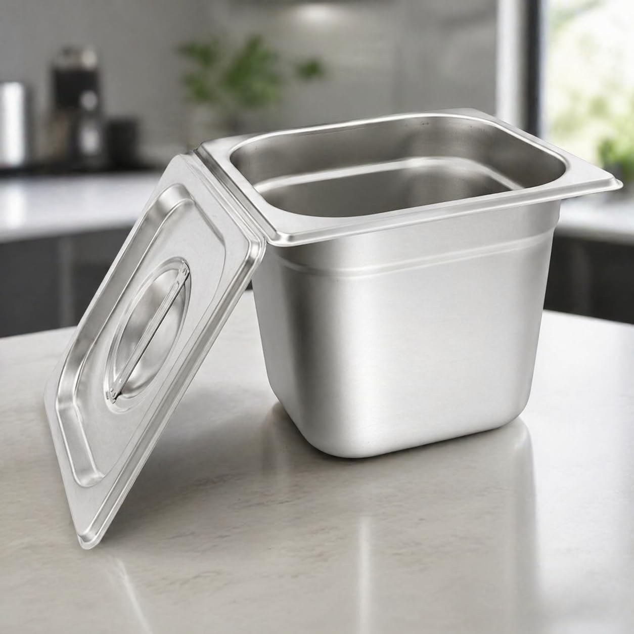 GURUBHAI EQUIPMENTS Gn Pan Food Container 1/2 100mm (4" Deep) Stainless Steel Gastronorm Pan with Lid-(Set of 1) – Easy-to-Clean Food Storage Solution for Commercial Kitchens, Catering use