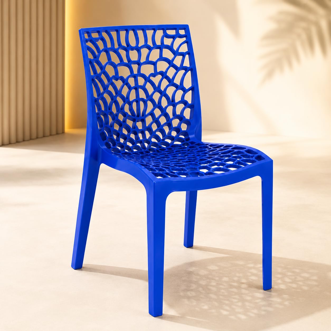 GURUBHAI EQUIPMENTS Dining Chair Plastic Chair for Home Restaurant Cafe Commercial Indoor Outdoor Seating Blue Pack of 4