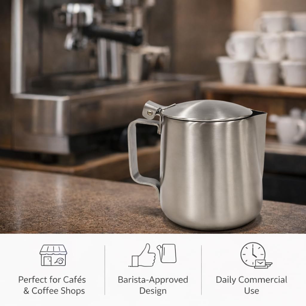 Gurubhai Equipments Stainless Steel Sambar & Sauce Serving Jug with Lid