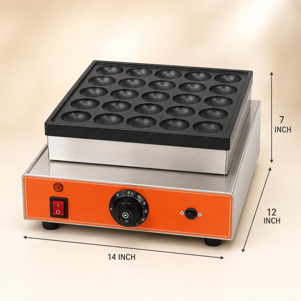Gurubhai Equipments Commercial Mini Pancake Maker, Electric Dutch Pancake Machine with Multi Cavity Plate, Fast Heating Baker for Cafe Restaurant
