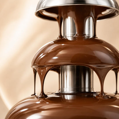 Gurubhai Equipments Electric Chocolate Fountain Machine with Stainless Steel Tower | 3-Tier Chocolate Fountain | Motor & Heating Control for Parties, Hotels, Catering & Events