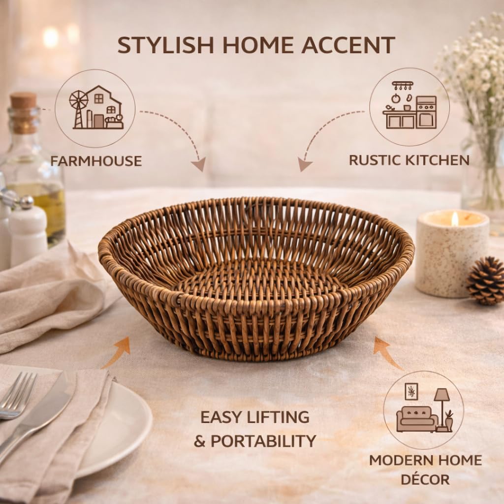 Gurubhai Equipments Round Bread & Roti Serving Basket | Restaurant Style Tabletop Bread Basket for Dining Table | Chapati, Bun & Snack Serving Basket for Home, Hotel & Cafe