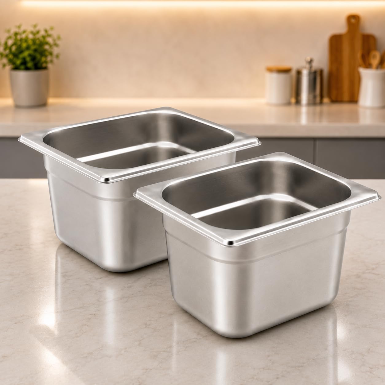 GURUBHAI EQUIPMENTS Gn Pan Food Container 1/2 100mm (4" Deep) Stainless Steel Gastronorm Pan with Lid-(Set of 1) – Easy-to-Clean Food Storage Solution for Commercial Kitchens, Catering use