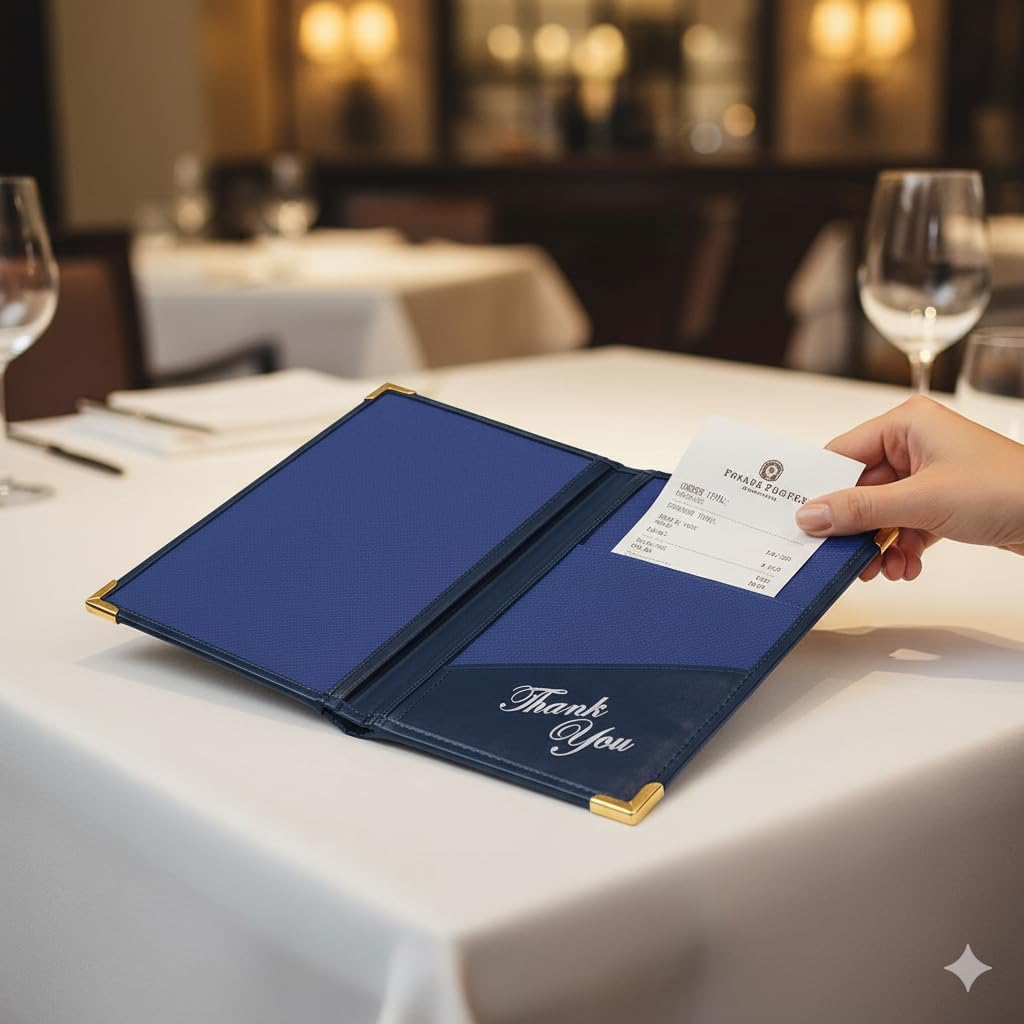 Gurubhai Equipments Leather Bill Folder for Restaurants | Premium Bill Book Holder/Check Presenter | Durable PU Leather Menu & Receipt Folder for Hotel, Café & Billing Use
