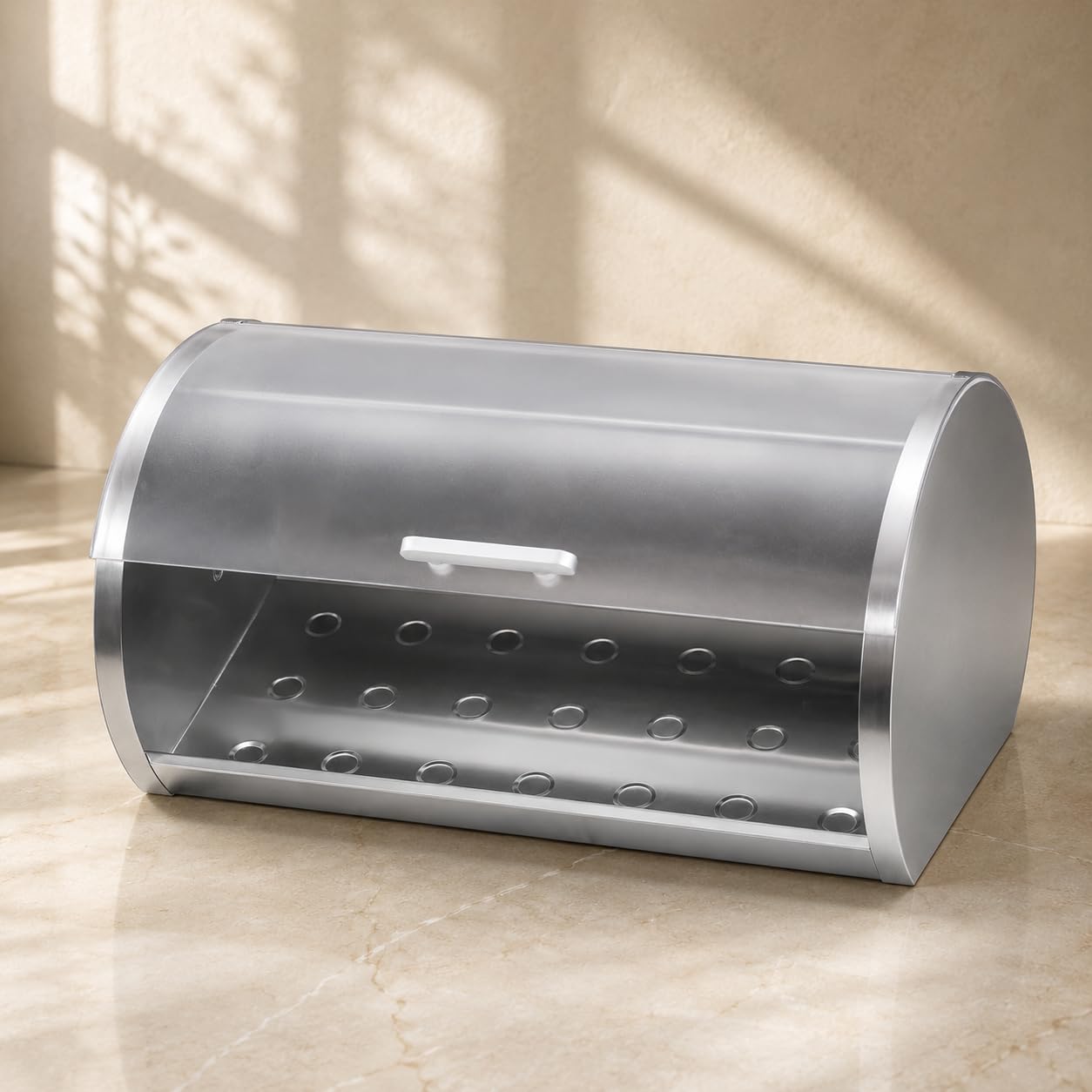 GURUBHAI EQUIPMENTS Roll Top Bread Box for Kitchen Countertop | Large Bread Storage Bin with Smooth Sliding Lid Keeps Bread Fresh | Modern Bread Box for Cafes & Bakeries