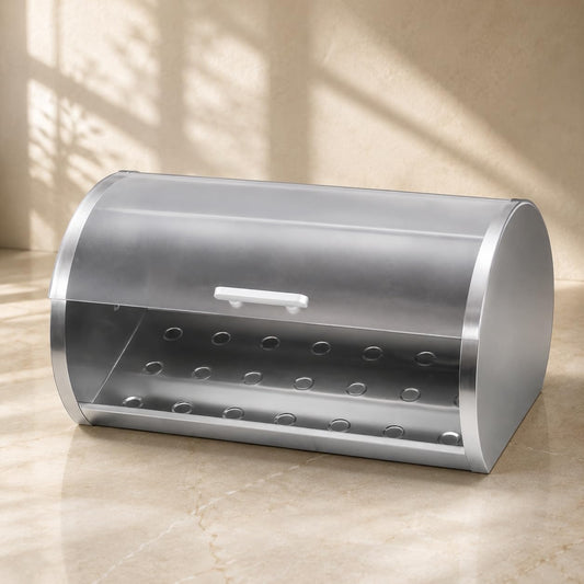 GURUBHAI EQUIPMENTS Roll Top Bread Box for Kitchen Countertop | Large Bread Storage Bin with Smooth Sliding Lid Keeps Bread Fresh | Modern Bread Box for Cafes & Bakeries