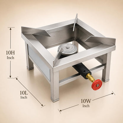 Gurubhai Equipments Square Catering Burner Heavy Duty LPG Gas Stove Commercial Cooking Burner for Hotel Restaurant Catering Kitchen