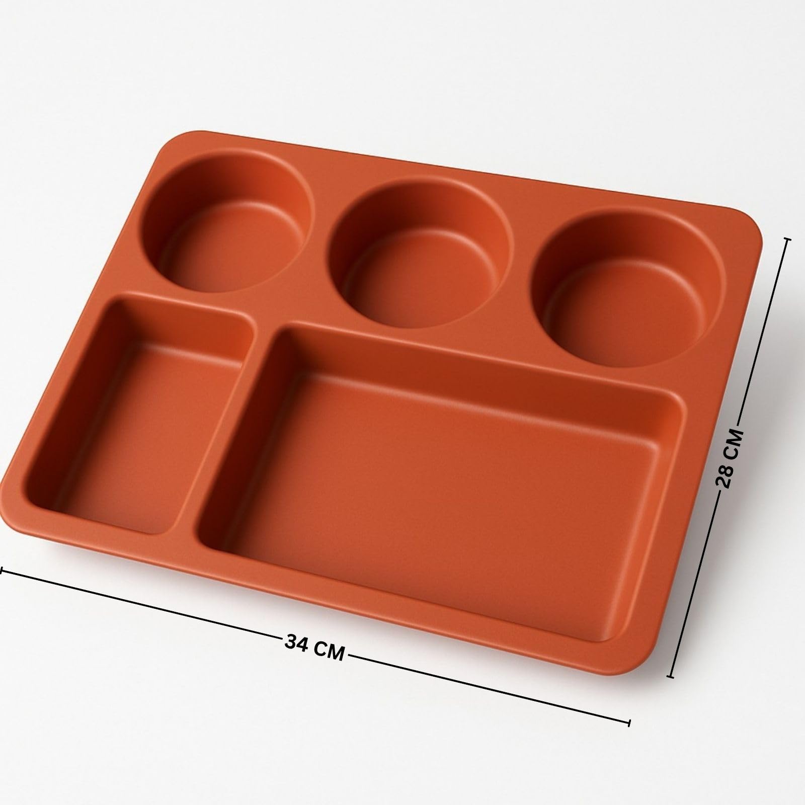 GURUBHAI EQUIPMENTS 5-Compartment Plastic Dinner Plate – Unbreakable Rectangular Partition Thali for Meals, Lunch & Dinner | Lightweight Tray for Home, Hostel, Canteen & Restaurant Use