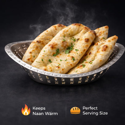Gurubhai Equipments Stainless Steel Naan Serving Bowl Oval Bread Basket with Laser Cut Design | Elegant Nan Serving Basket for Restaurants, Hotels, Catering & Home Kitchen Use