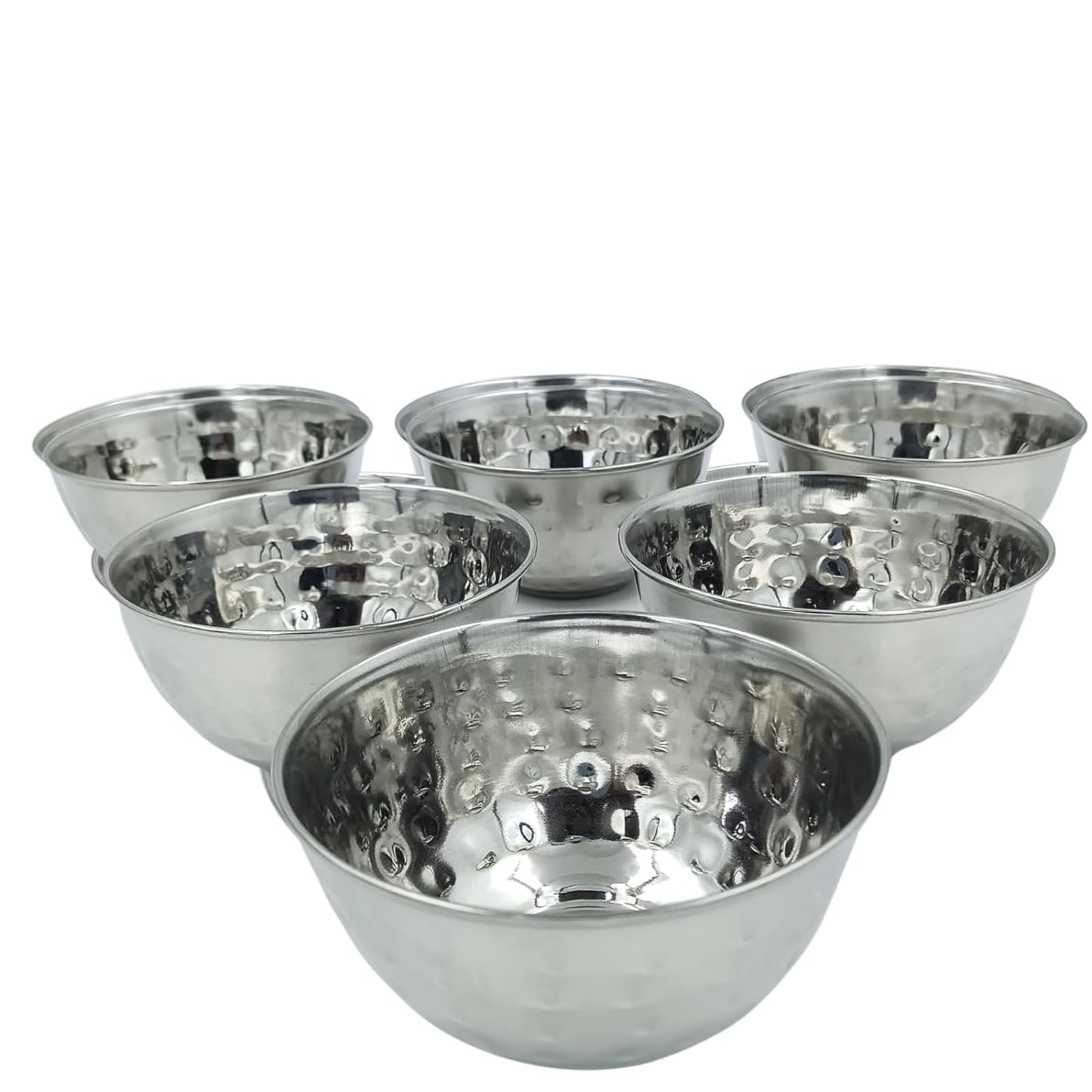 GURUBHAI EQUIPMENTS Stainless Steel Hammered Finger Bowls – Set of 6 Elegant Serving Bowls for Restaurants, Hotels & Home Dining | Durable & Stylish Bowl Set for Table Settings