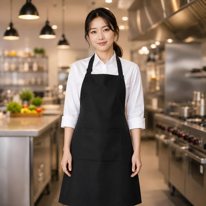 GURUBHAI EQUIPMENTS Black Chef Apron with Front Pocket | Kitchen Apron for Men & Women | Durable Cooking, Baking & BBQ Apron for Home, Restaurant & Café Use