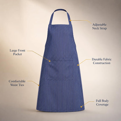 GURUBHAI EQUIPMENTS Chef Apron with Hat Set | Adjustable Kitchen Apron with Front Pocket for Men & Women | Professional Cooking Uniform for Restaurants, Cafés & Catering Use