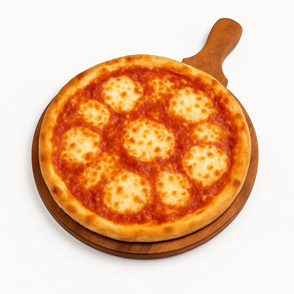 GURUBHAI EQUIPMENTS Wooden Pizza Plate with Handle Set of 3 – Round Acacia Wood Pizza Serving Board & Cutting Tray for Home, Restaurant, Café & Kitchen Use (12 Inch)