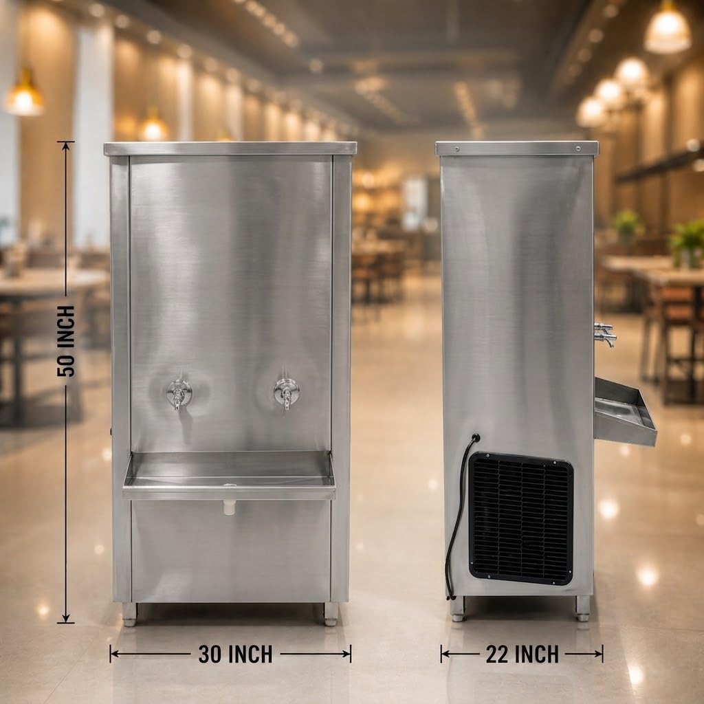 Gurubhai Equipments 40L Stainless Steel Water Cooler | Commercial Drinking Water Cooler Machine | Heavy Duty Electric Water Cooler for Office, School & Restaurant