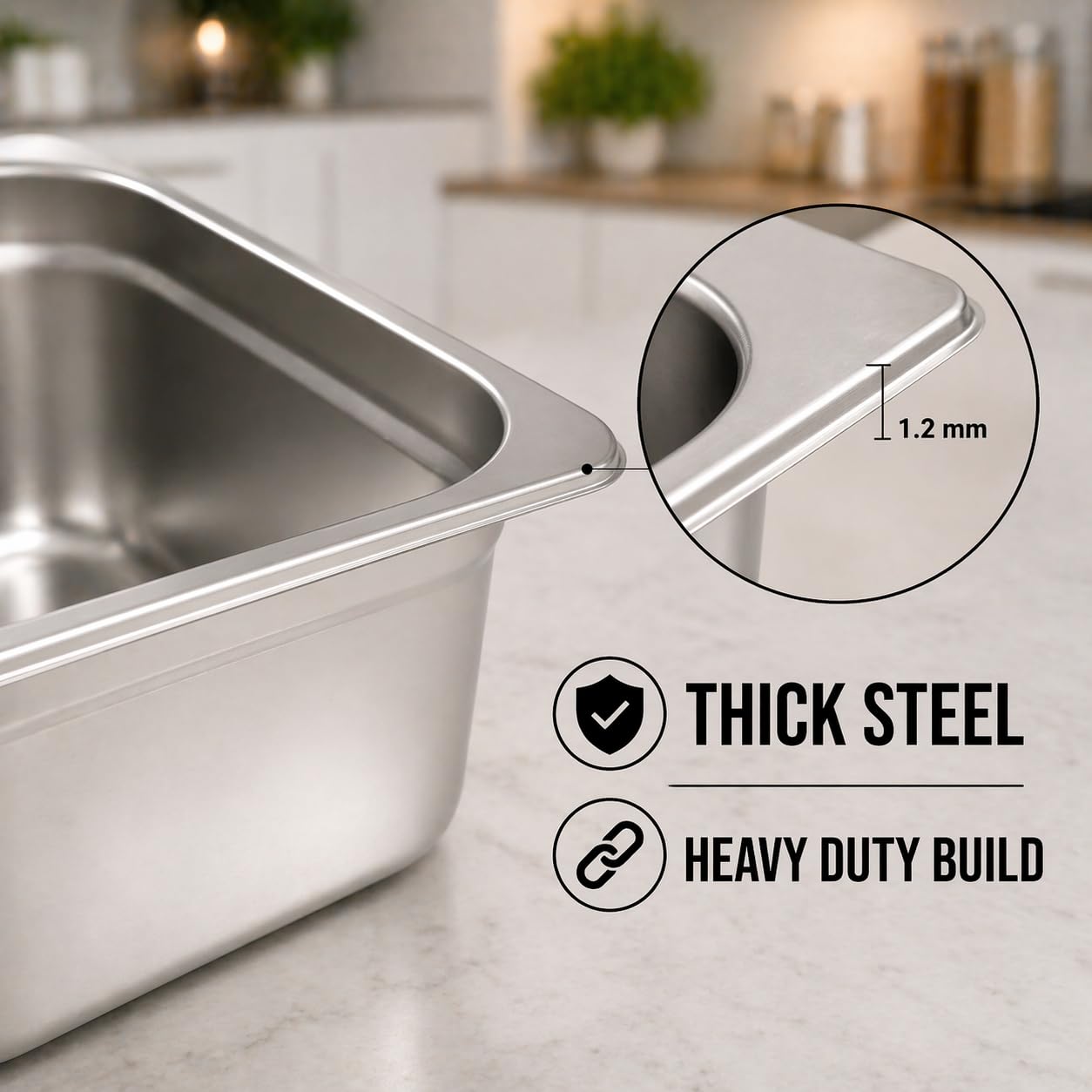 GURUBHAI EQUIPMENTS Gn Pan Food Container 1/2 100mm (4" Deep) Stainless Steel Gastronorm Pan with Lid-(Set of 1) – Easy-to-Clean Food Storage Solution for Commercial Kitchens, Catering use