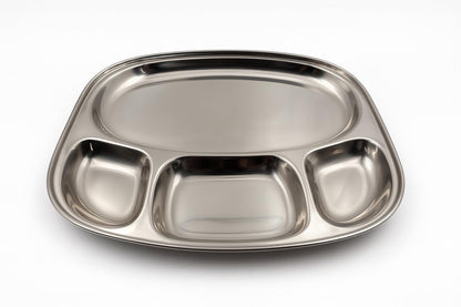 GURUBHAI EQUIPMENTS Stainless Steel Compartment Thali Plates with Sections | Durable Partition Plates for Mess, Canteen, Hostel & Home Dining