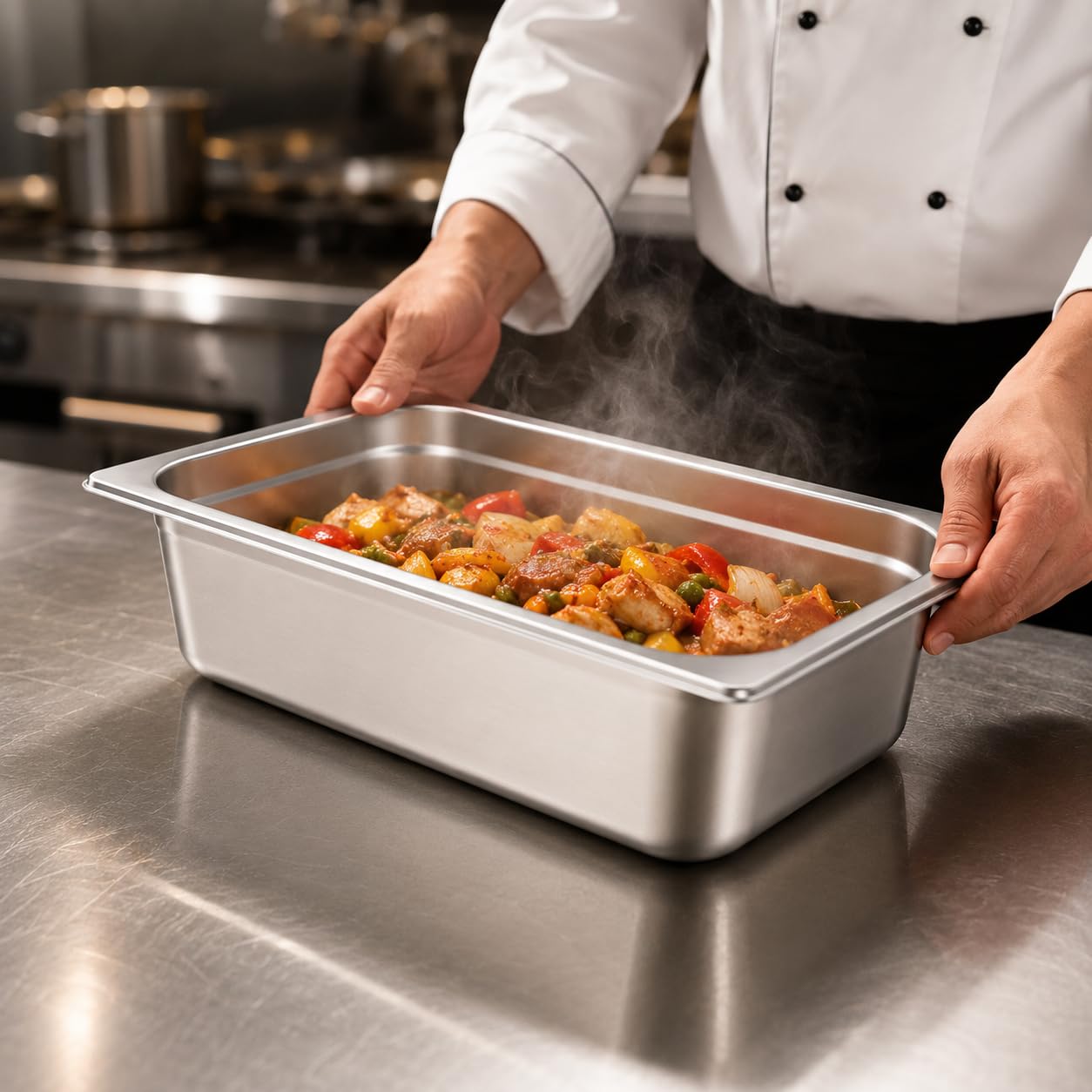 GURUBHAI EQUIPMENTS Gn Pan Food Container 1/2 100 mm (4" Deep) Stainless Steel Gastronorm Pan – Easy-to-Clean Food Storage Solution for Commercial Kitchens, Catering use