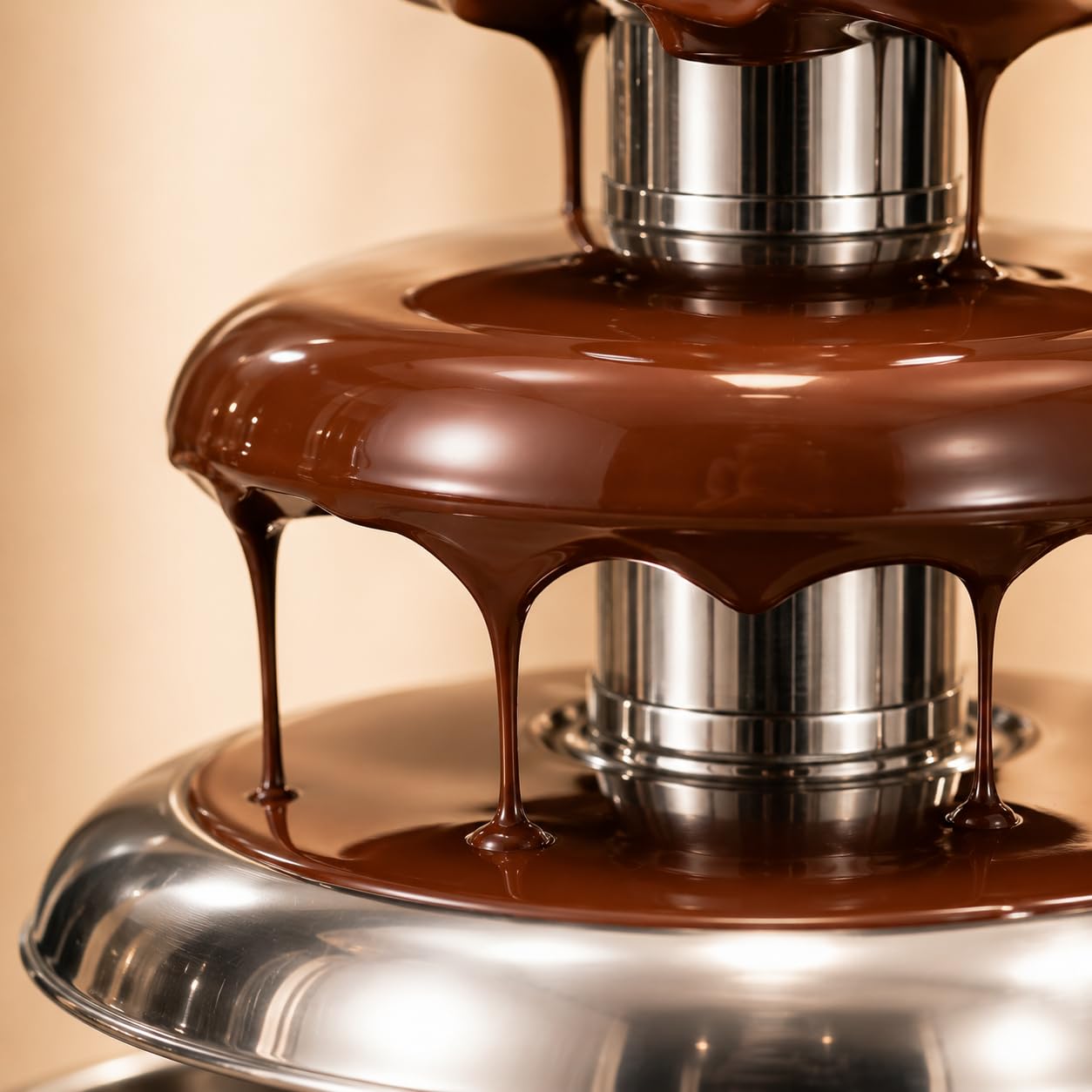 Gurubhai Equipments Electric Chocolate Fountain Machine with Stainless Steel Tower | 5-Tier Chocolate Fountain | Motor & Heating Control for Parties, Hotels, Catering & Events
