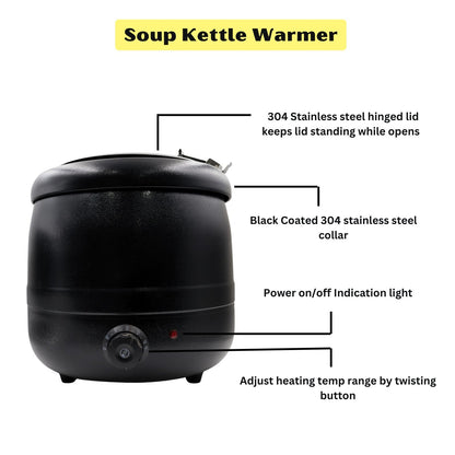 Gurubhai Equipments Electric Golden Soup Kettle Warmer, 10 Liter – Soup Warmer Tureen for Catering, Restaurants & Buffets, Ideal for Keeping Soups, Stews & Hot Foods Warm