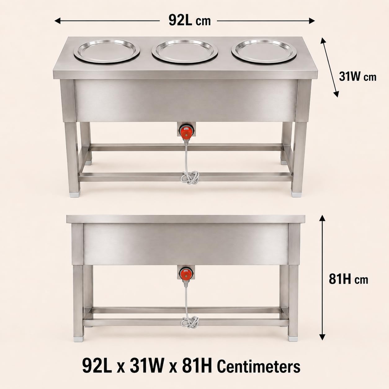 Gurubhai Equipments Electric Bain Marie Commercial Food Warmer Steam Table Buffet Counter for Restaurant Catering