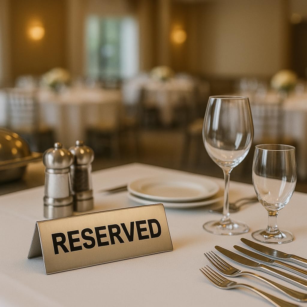 Gurubhai Equipments Reserved Table Sign – Set of 6 | Double-Sided "RESERVED" Sign for Restaurant Tables, Cafes, Banquets & Events – Durable & Easy to Read