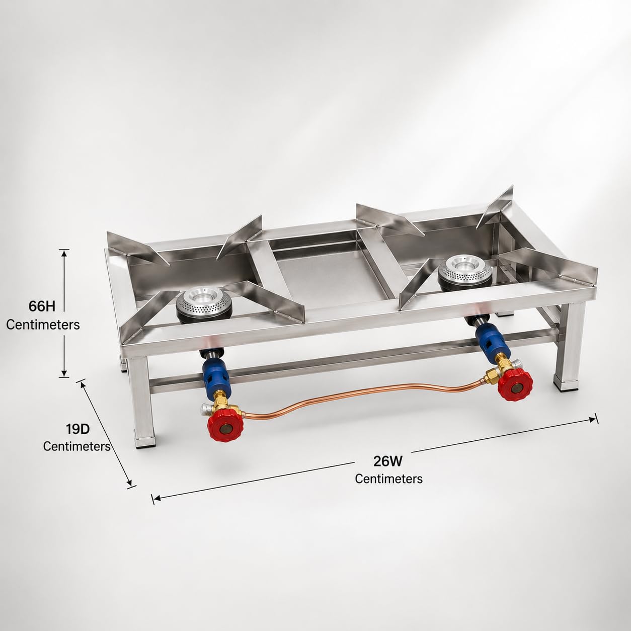 Gurubhai Equipments Double Catering Burner Commercial LPG Gas Stove Heavy Duty Cooking Range for Hotel Restaurant Catering Kitchen