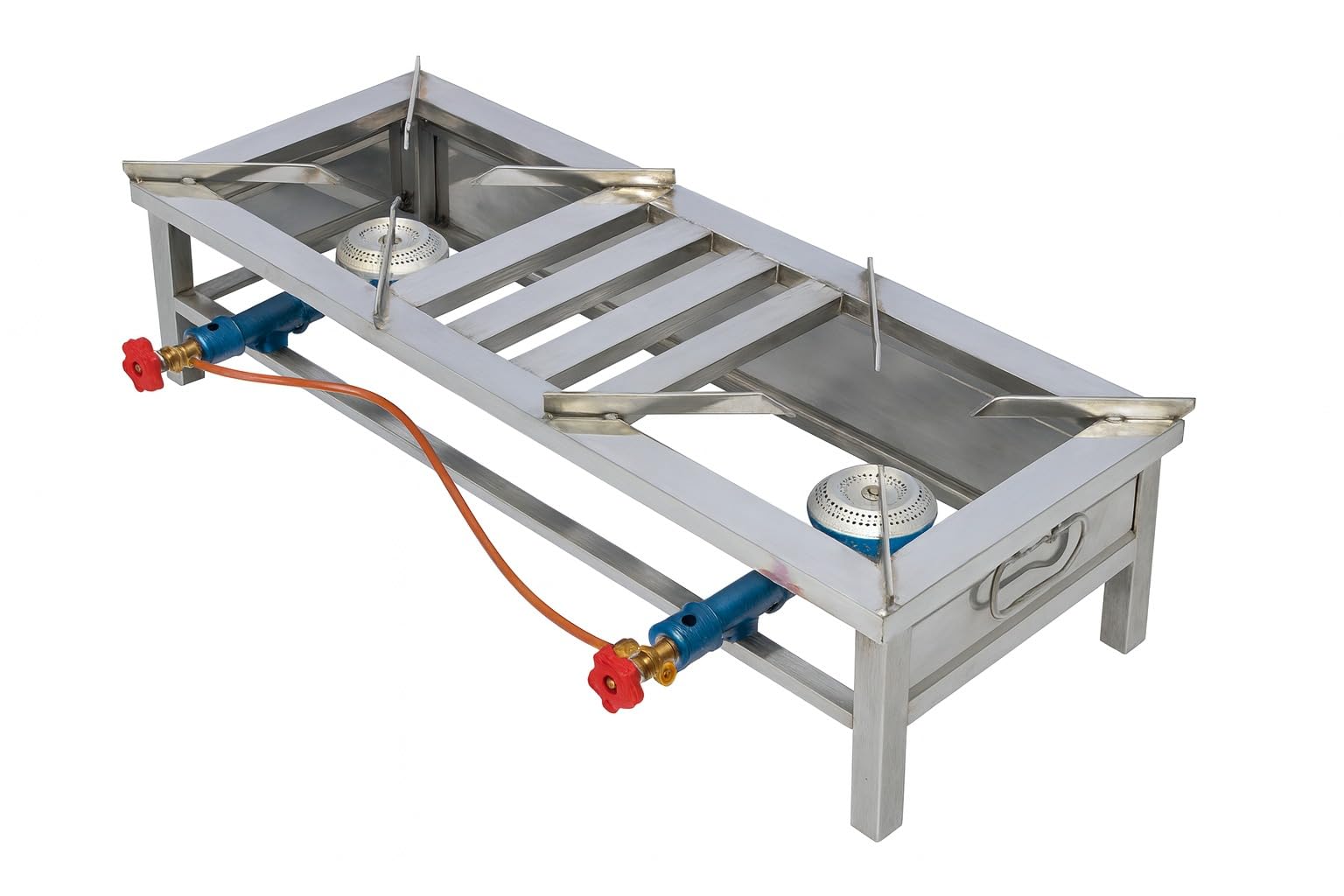 Gurubhai Equipments Double Catering Burner Commercial LPG Gas Stove Heavy Duty Cooking Range for Hotel Restaurant Catering Kitchen