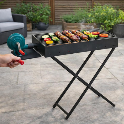 Gurubhai Equipments Commercial Charcoal Grill with Blower & Stand | Heavy Duty Barbecue Bhatti for Roasting & Grilling | Coal BBQ Grill for Restaurants, Catering & Outdoor Cooking