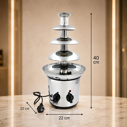 Gurubhai Equipments Electric Chocolate Fountain Machine with Stainless Steel Tower | 3-Tier Chocolate Fountain | Motor & Heating Control for Parties, Hotels, Catering & Events