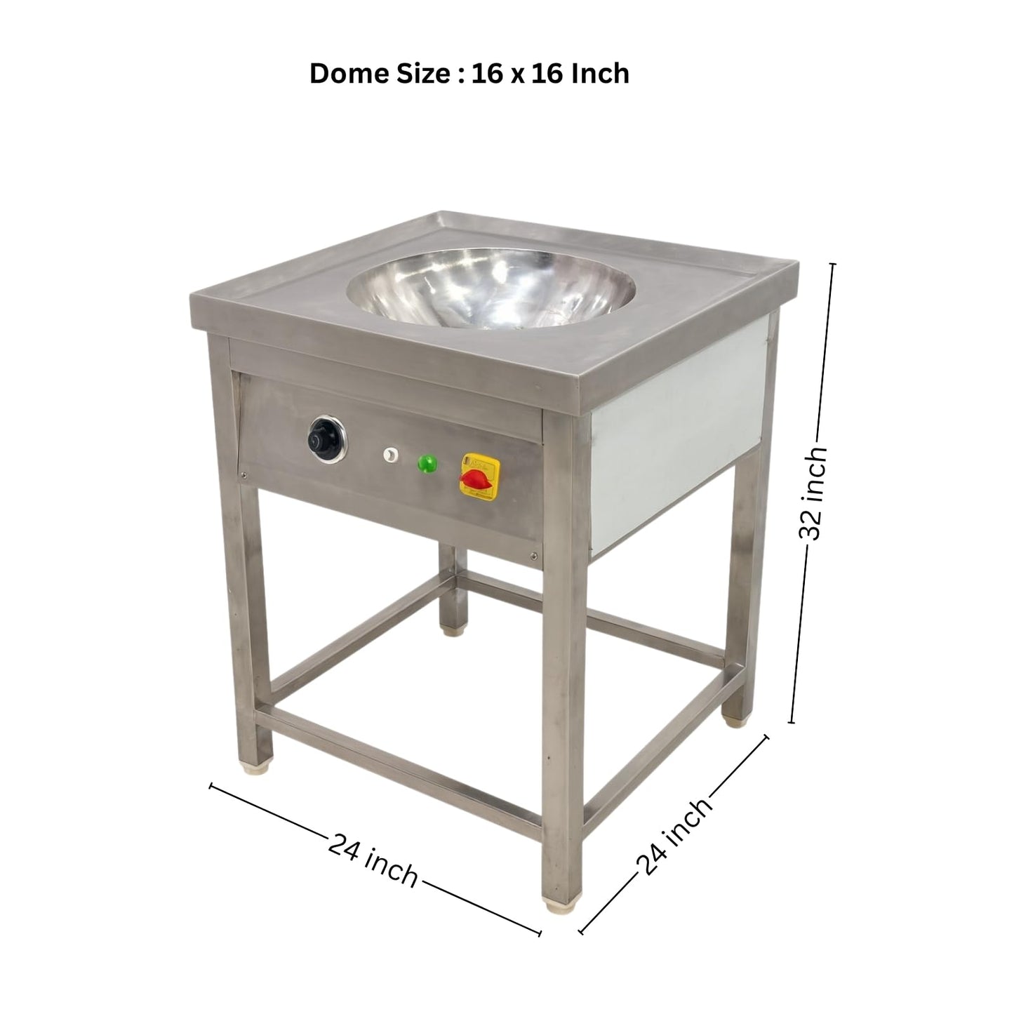 Gurubhai Equipments Electric Kadai for Commercial Use | Stainless Steel Body with Deep Bowl & Drain | Heavy-Duty Countertop Griddle Appliance for Hotel, Restaurant & Catering Kitchen