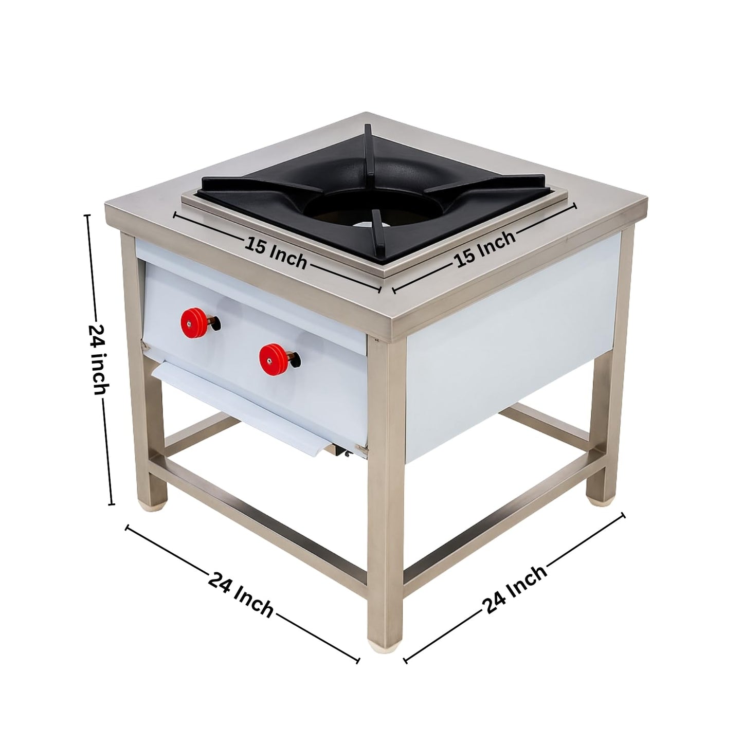 Gurubhai Equipments Stainless Steel Single Burner Bhatti Stove – Heavy-Duty Stock Pot Gas Range with Cast Iron Top & Control Valves | Ideal for Commercial Kitchen, Hotel & Restaurant Use