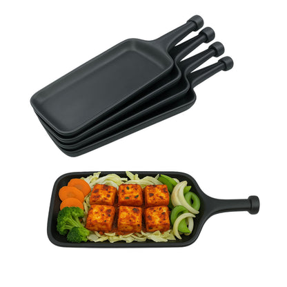 GURUBHAI EQUIPMENTS Melamine Serving Platter – Set of 6 | Unbreakable Bat Platter/Trays for French Fries, Momos, Rolls, Snacks & Desserts | Stylish & Durable Platters for Home, Cafés & Restaurants