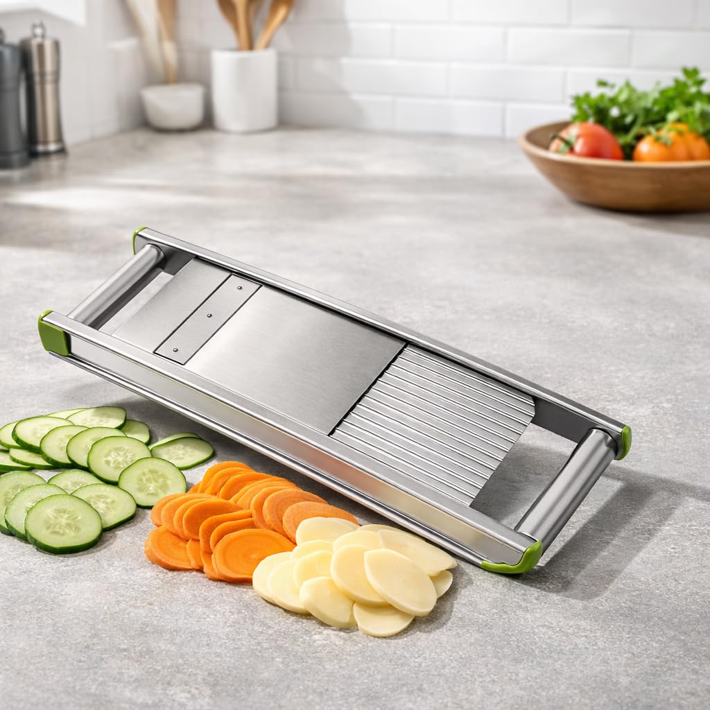 Gurubhai Equipments Stainless Steel Vegetable Cutter & Slicer | Heavy-Duty Manual Slicer for Potato, Onion, Cabbage & Kitchen Use | Durable Commercial-Grade Vegetable Chopper with Sharp Blades