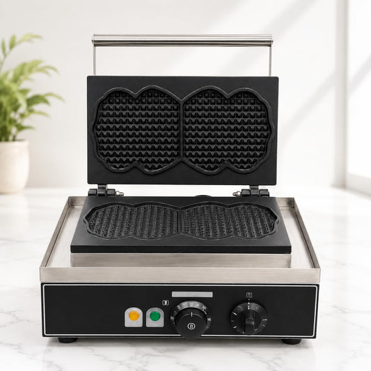 Gurubhai Equipments 2PCS Round Waffle Machine, Commercial Electric Waffle Maker Machine, Professional Belgian Waffle Maker for Cafe Bakery