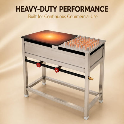 Gurubhai Equipments Stainless Steel Roti Bhatti – Commercial Gas Roti Bhatti for Hotel & Restaurant Use | Heavy-Duty Roti Cooking Bhatti with Bullet Burner for Tandoor & Kitchen Use